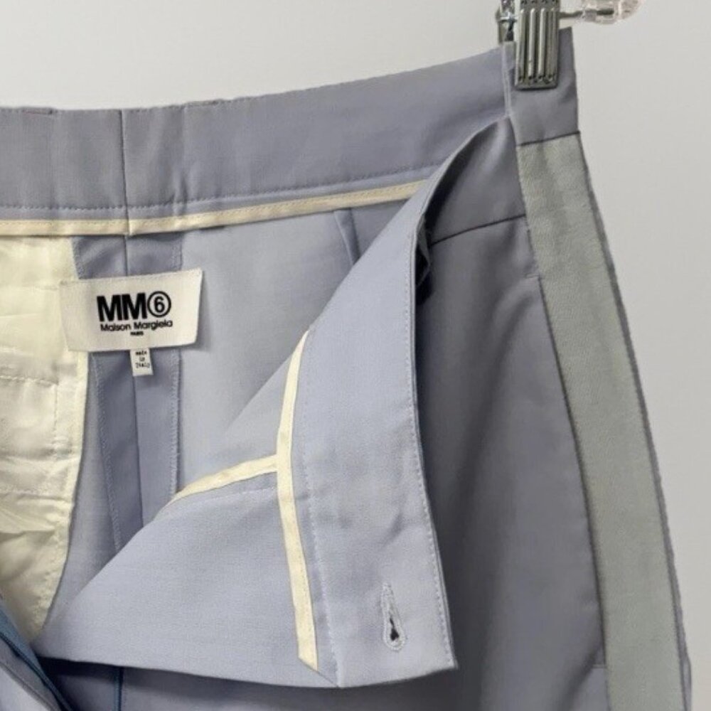 Maison Margiela Baby Blue Women’s Dress Asymmetrical Hem Pants With Side Panels